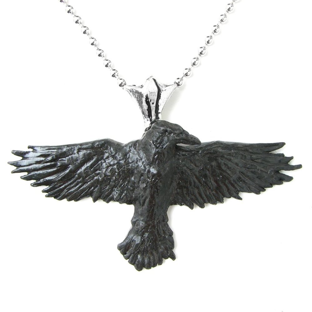 Alchemy Gothic Black Raven Pendant Chain Necklace NWT